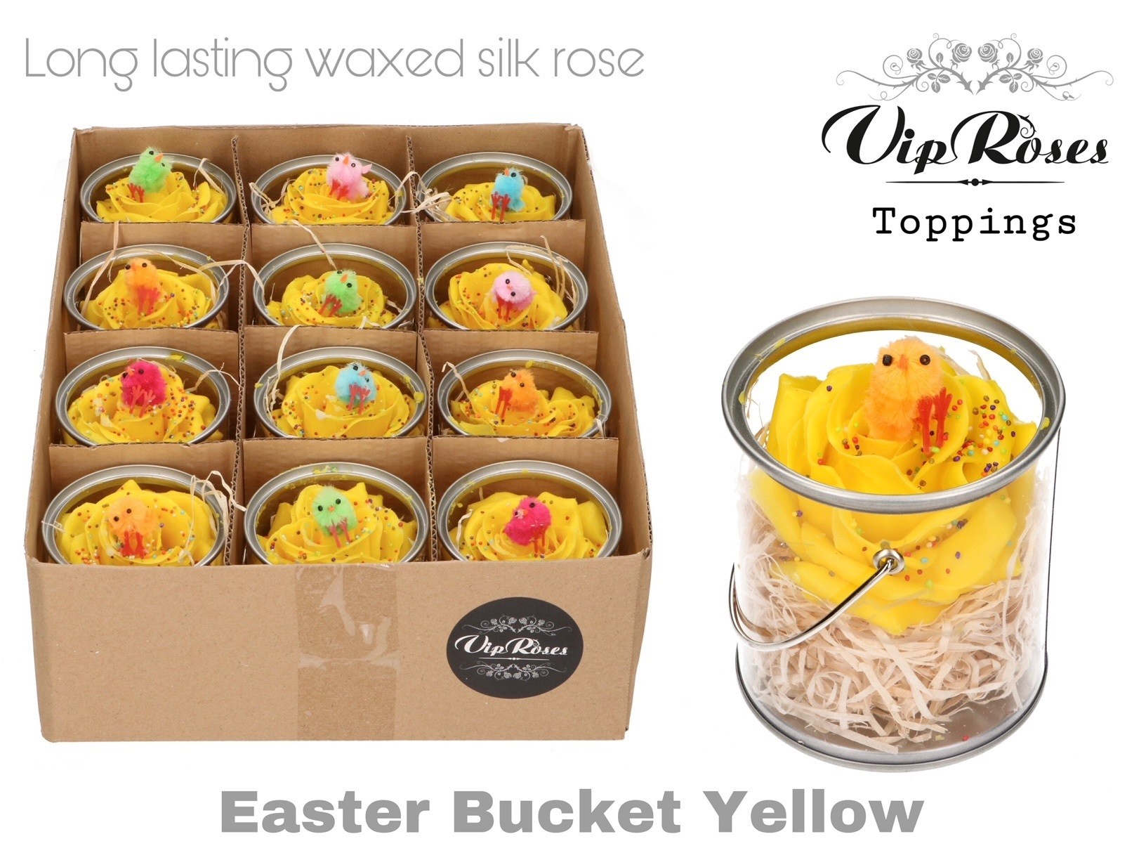 Срезанные цветы оптом Rosa large paint easter bucket yellow от 12шт из Голландии с доставкой по России