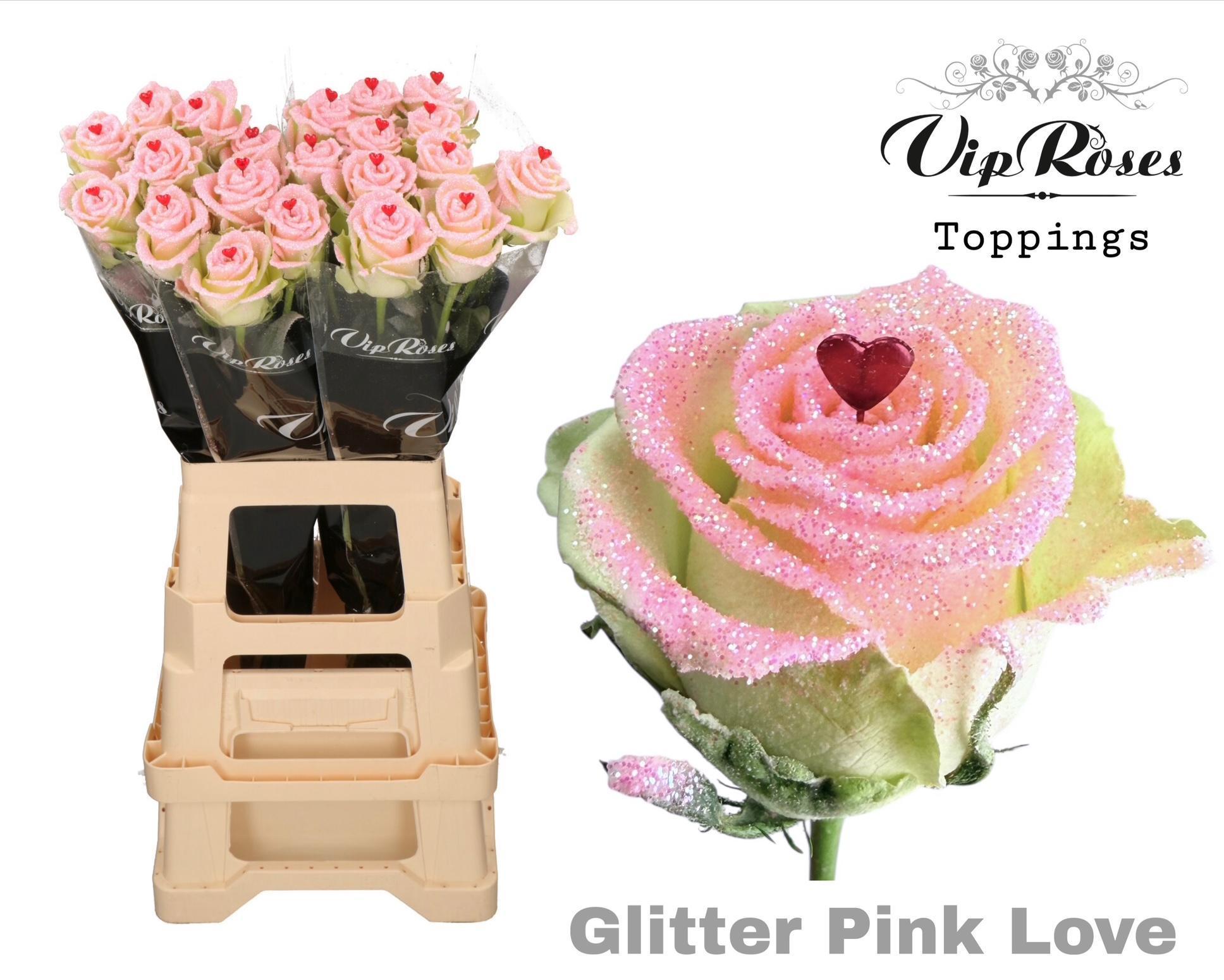 Срезанные цветы оптом Rosa large paint pink love glitter от 20шт из Голландии с доставкой по России