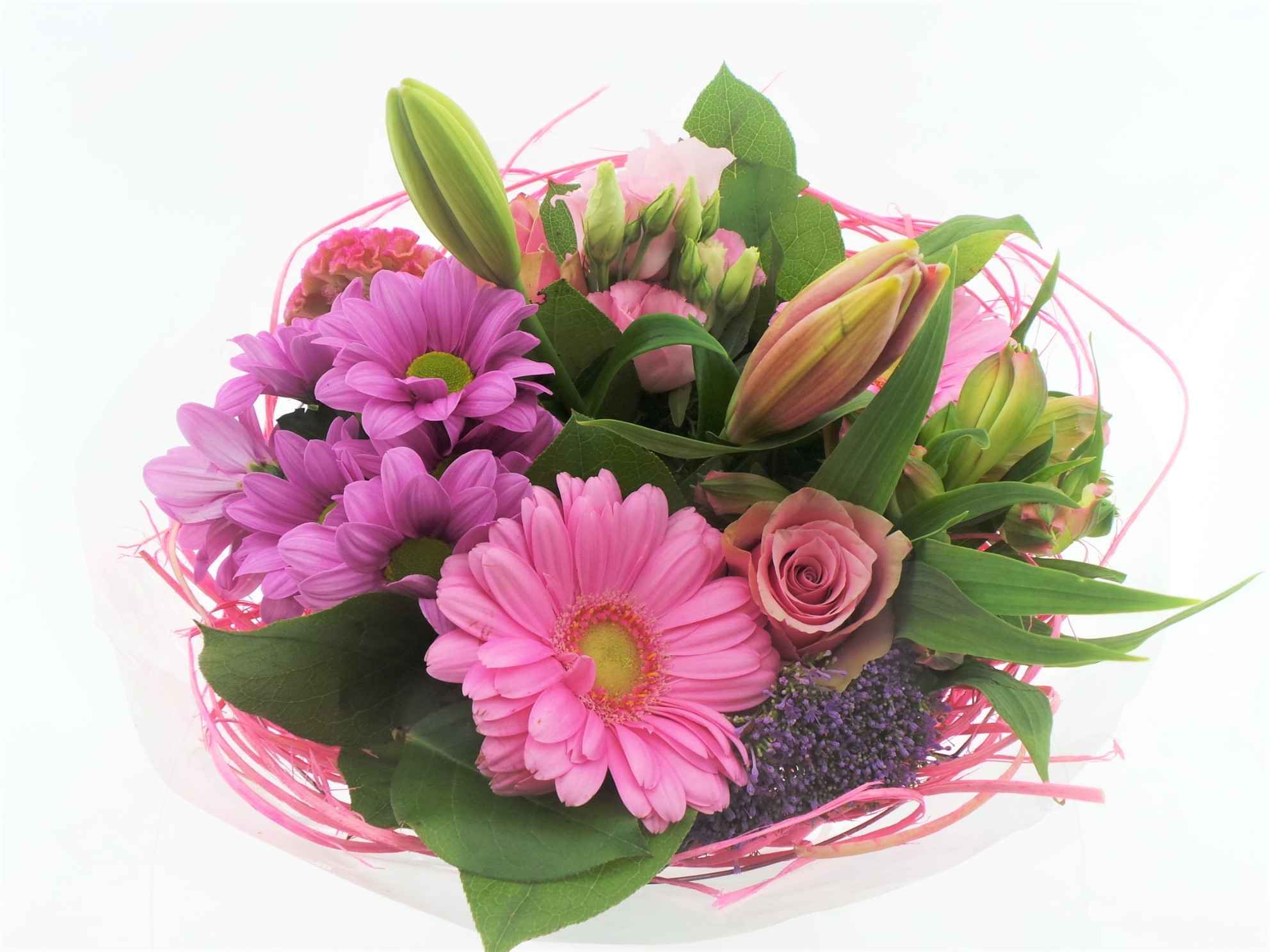 Срезанные цветы оптом Bouquet sisal medium pink от 1шт из Голландии с доставкой по России