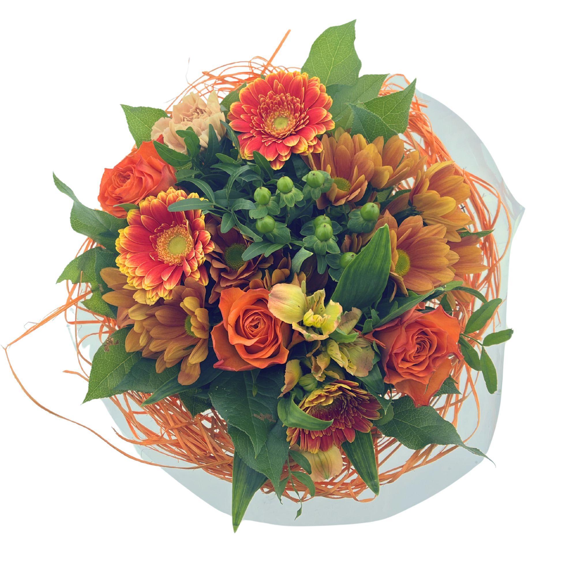 Срезанные цветы оптом Bouquet sisal orange large от 1шт из Голландии с доставкой по России