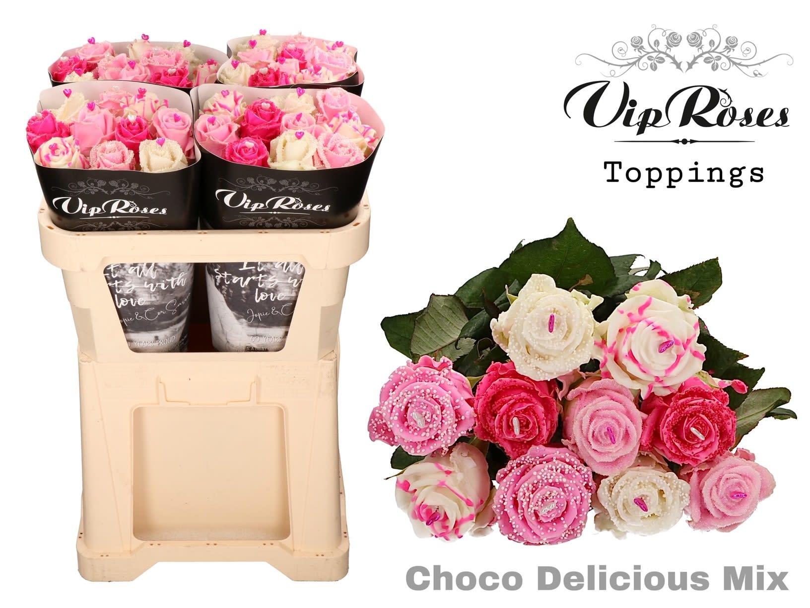 Срезанные цветы оптом Rosa large paint choco delicious mix от 40шт из Голландии с доставкой по России