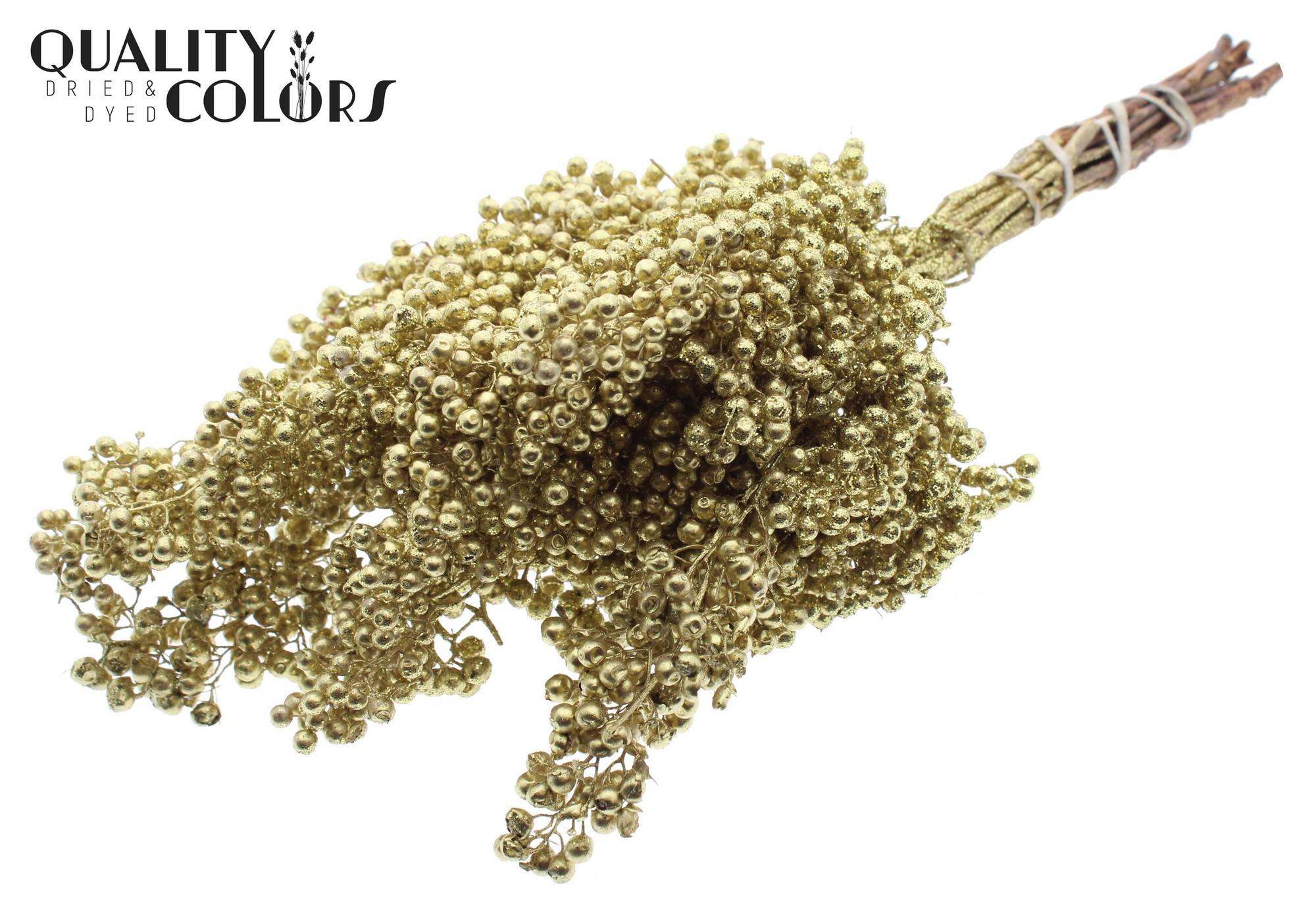 Срезанные цветы оптом Pepperberries per bunch in poly Gold + Glitter от 5шт из Голландии с доставкой по России