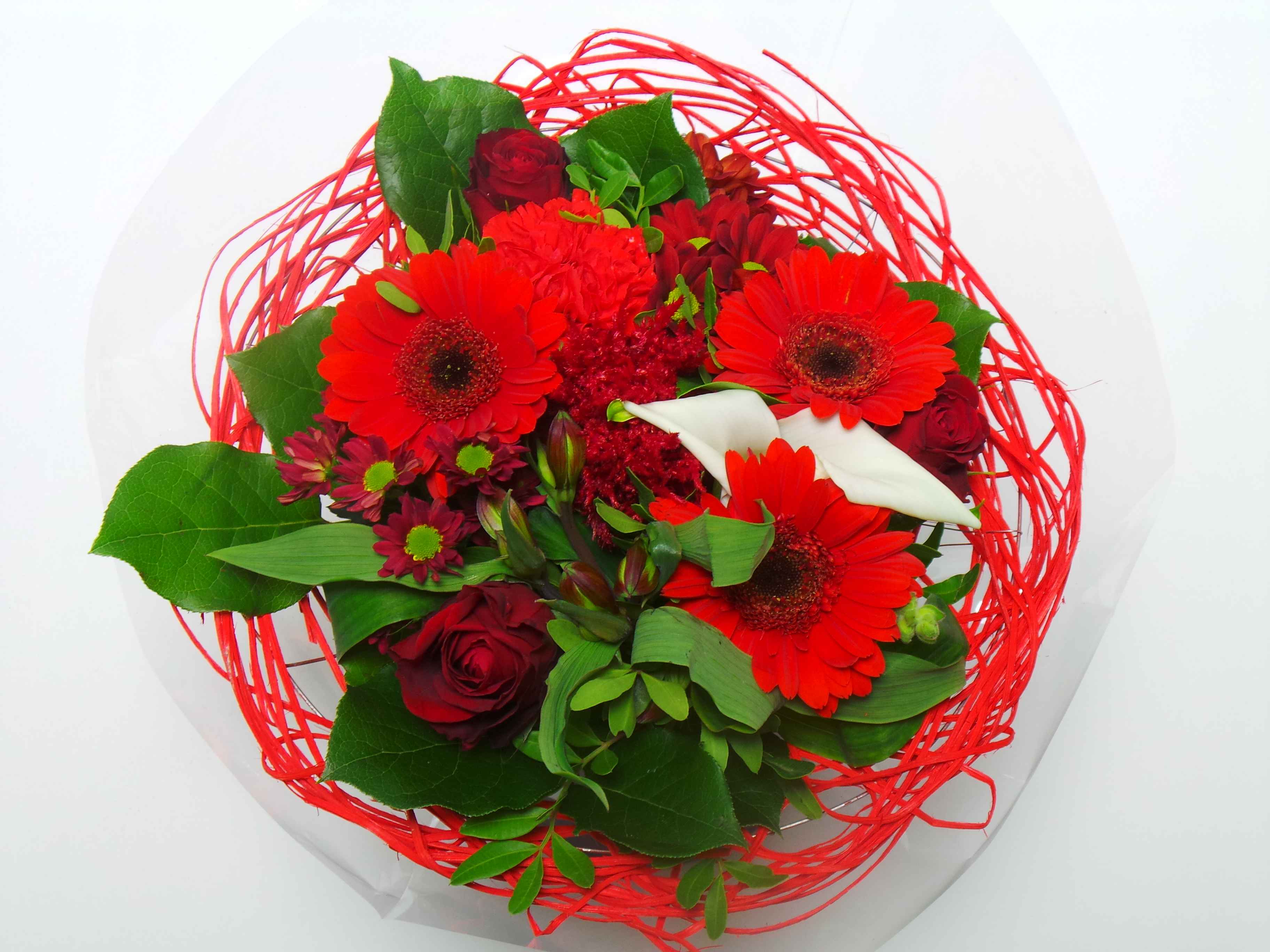 Срезанные цветы оптом Bouquet sisal large red от 1шт из Голландии с доставкой по России