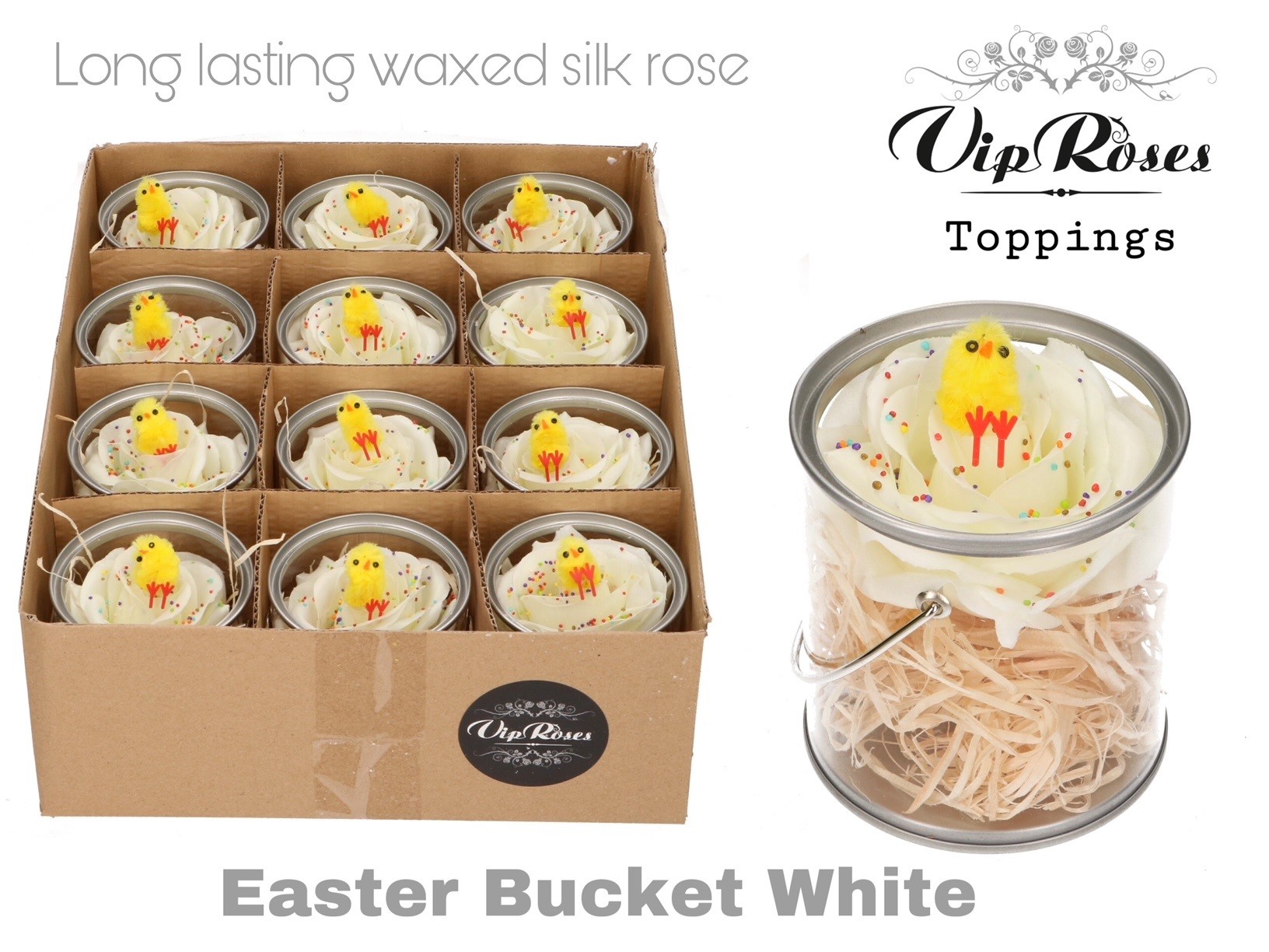 Срезанные цветы оптом Rosa large paint easter bucket white от 12шт из Голландии с доставкой по России