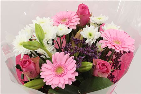 Срезанные цветы оптом Bouquet 3 rosa 3 germini pink от 5шт из Голландии с доставкой по России