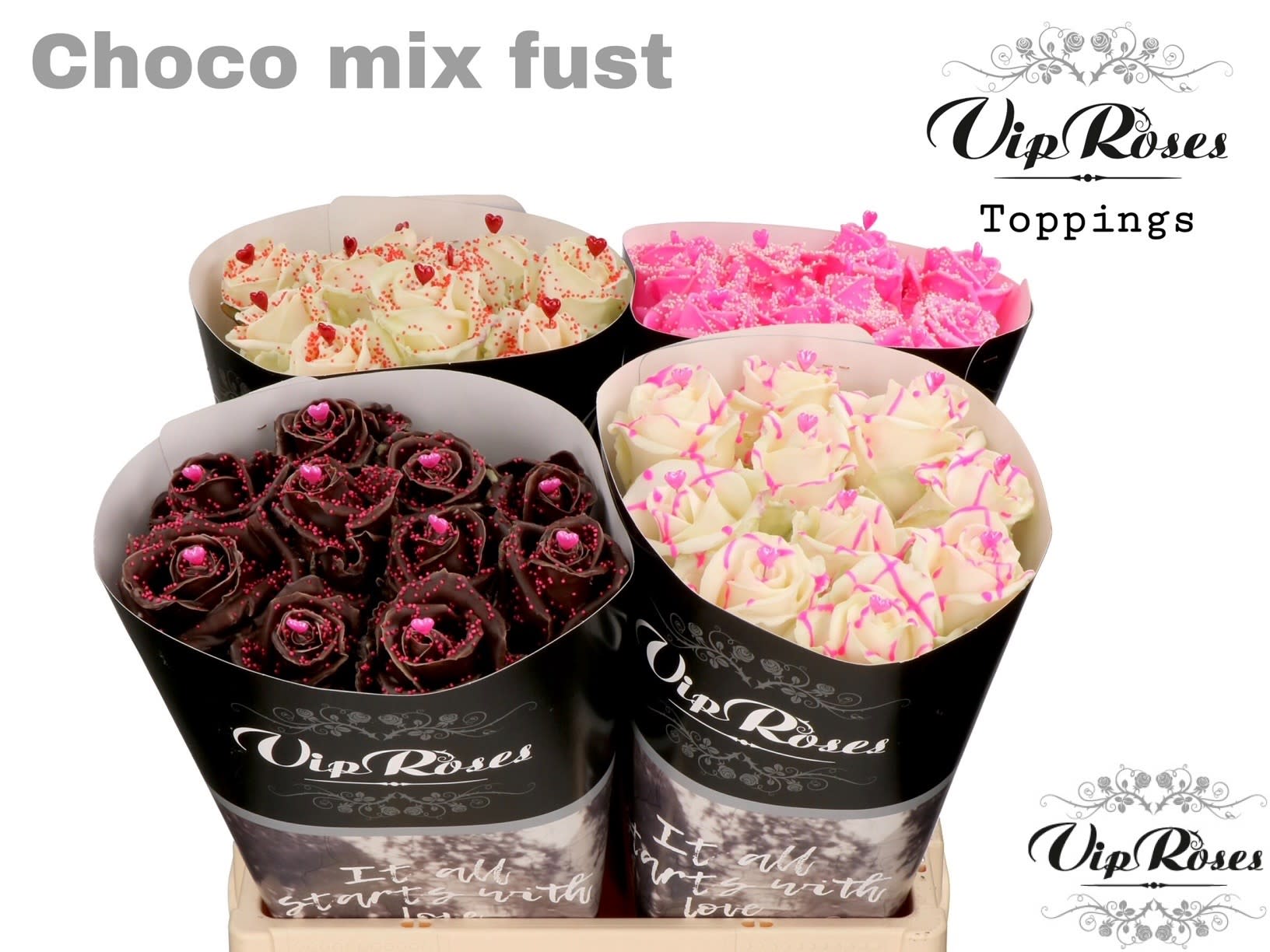Срезанные цветы оптом Rosa large paint choco mix in bucket от 40шт из Голландии с доставкой по России