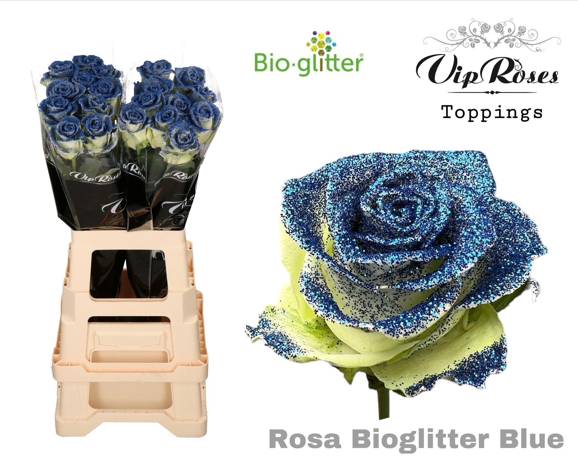 Срезанные цветы оптом Rosa la paint glitter blue (R64) от 20шт из Голландии с доставкой по России