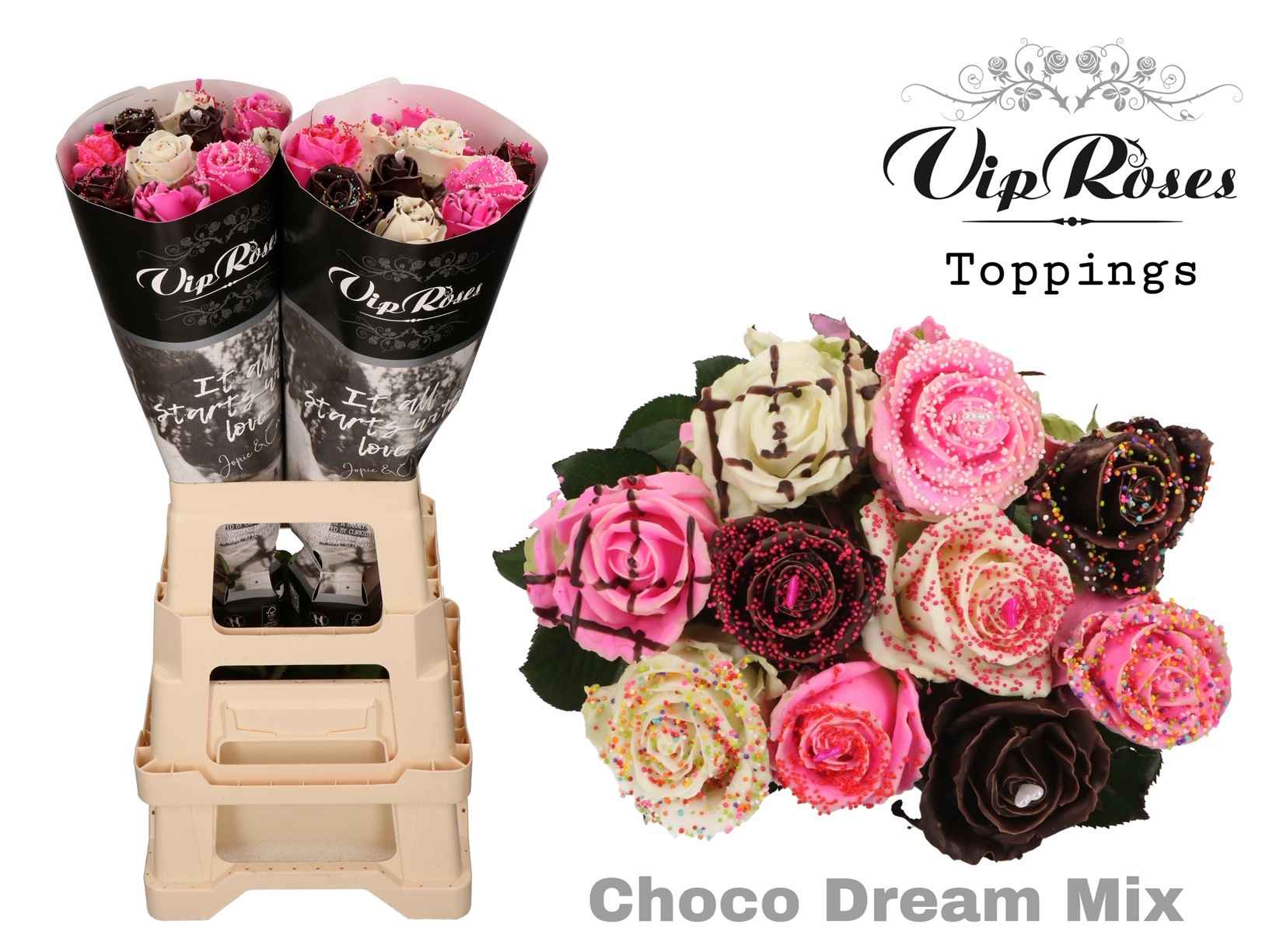 Срезанные цветы оптом Rosa la paint choco dream mix (R310) от 20шт из Голландии с доставкой по России