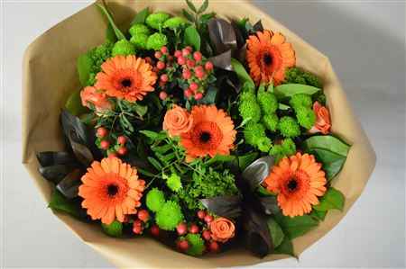 Срезанные цветы оптом Bouquet round orange от 1шт из Голландии с доставкой по России